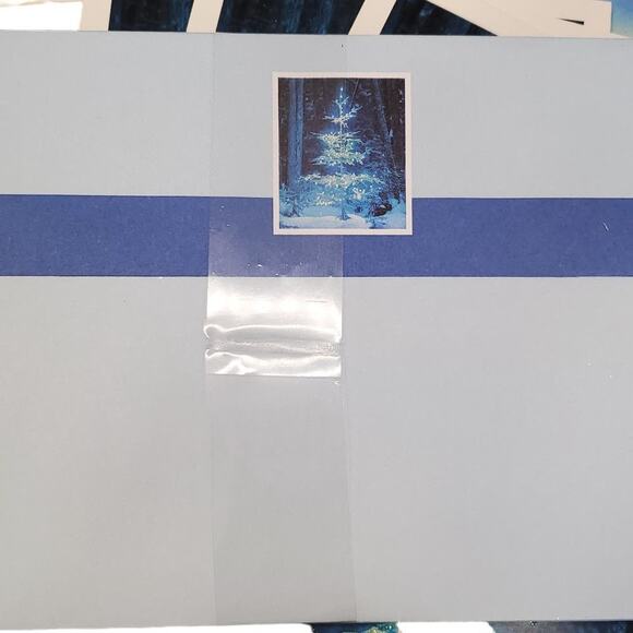 Vintage Hallmark Christmas Cards Blue Christmas Tree Sparkles Diana Manning - Picture 7 of 11